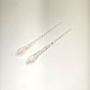 Christmas Glass Icicle Spiral Ornament Like New set of 2 Frosted Tops beautiful